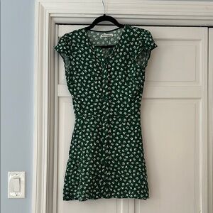 Reformation Emerald Dress with Ivory Floral Design